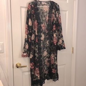 Black Floral Lace Duster